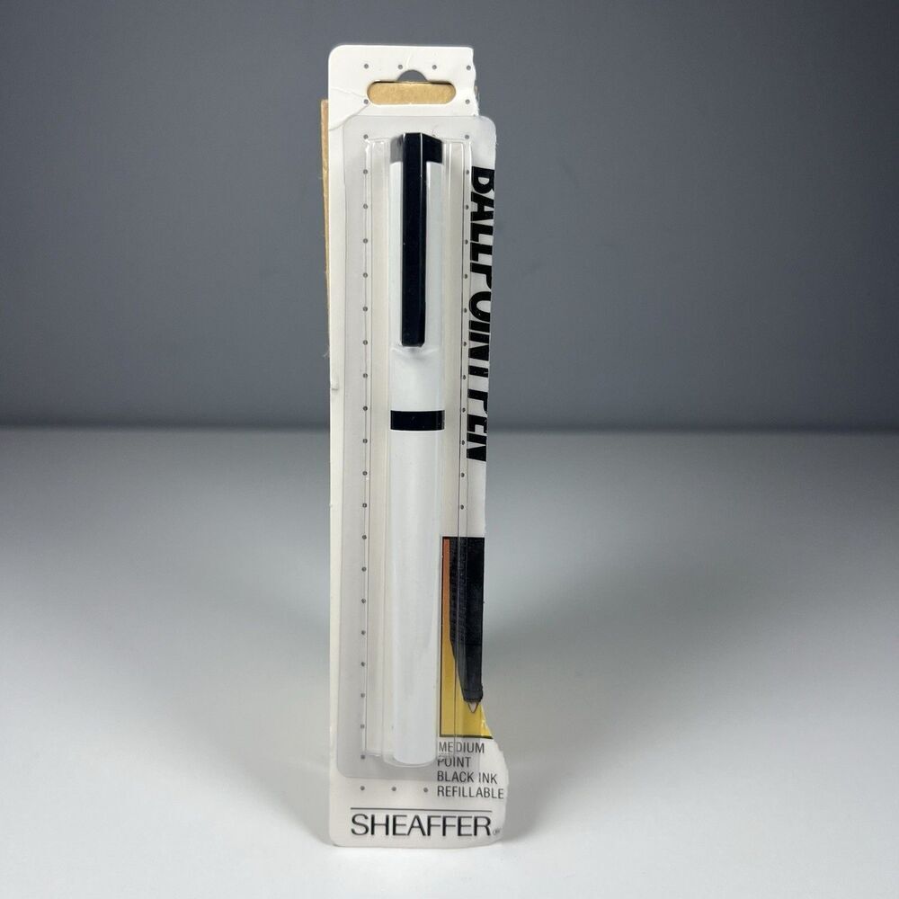 Vtg Sheaffer White Delta Grip Ball Point Pen Refillable Medium Blk NOS -read